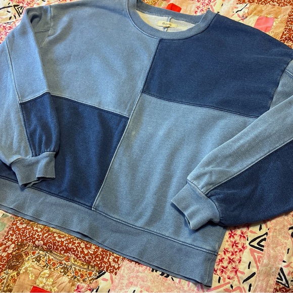 Madewell Indigo-Dyed Patchwork Sweatshirt M - Picture 5 of 10